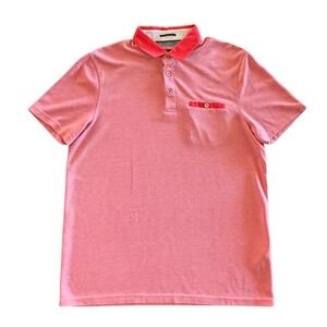 Ted‎ Baker London Polo Shirt Men's Size 4 Salmon Pink Short Sleeve Designer